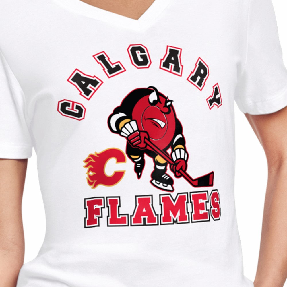 Calgary Flames Starter Women's Tough Puck T-Shirt - White - NHL