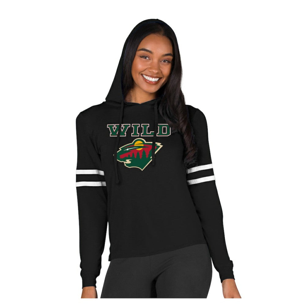Minnesota Wild Concepts Sport Women's Marathon Long-Sleeve Hooded T-Shirt - Black - NHL