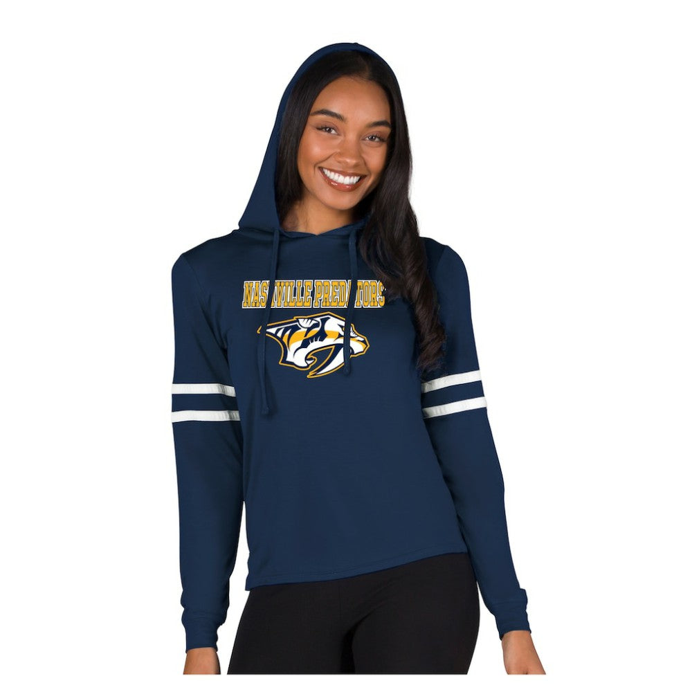 Nashville Predators Concepts Sport Women's Marathon Long-Sleeve Hooded T-Shirt - Navy - NHL