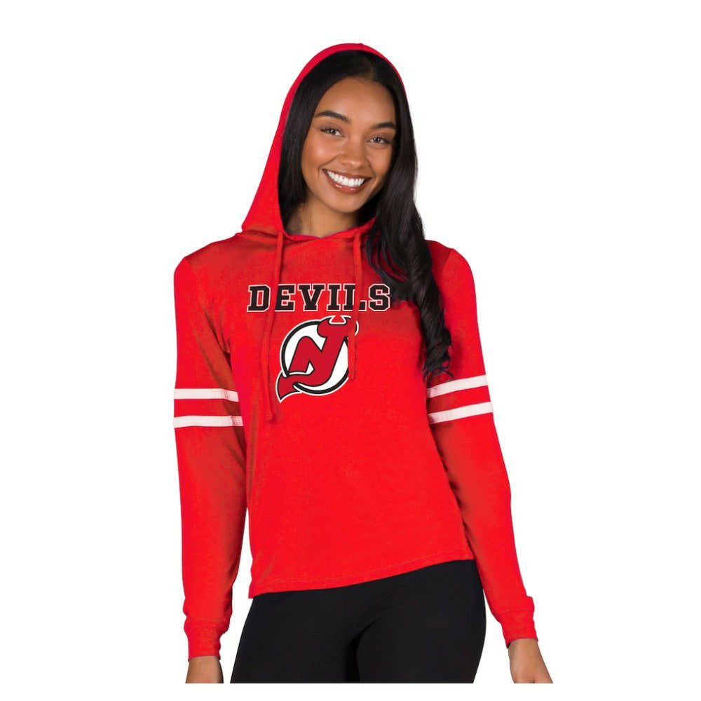 New Jersey Devils Concepts Sport Women's Marathon Long-Sleeve Hooded T-Shirt - Red - NHL