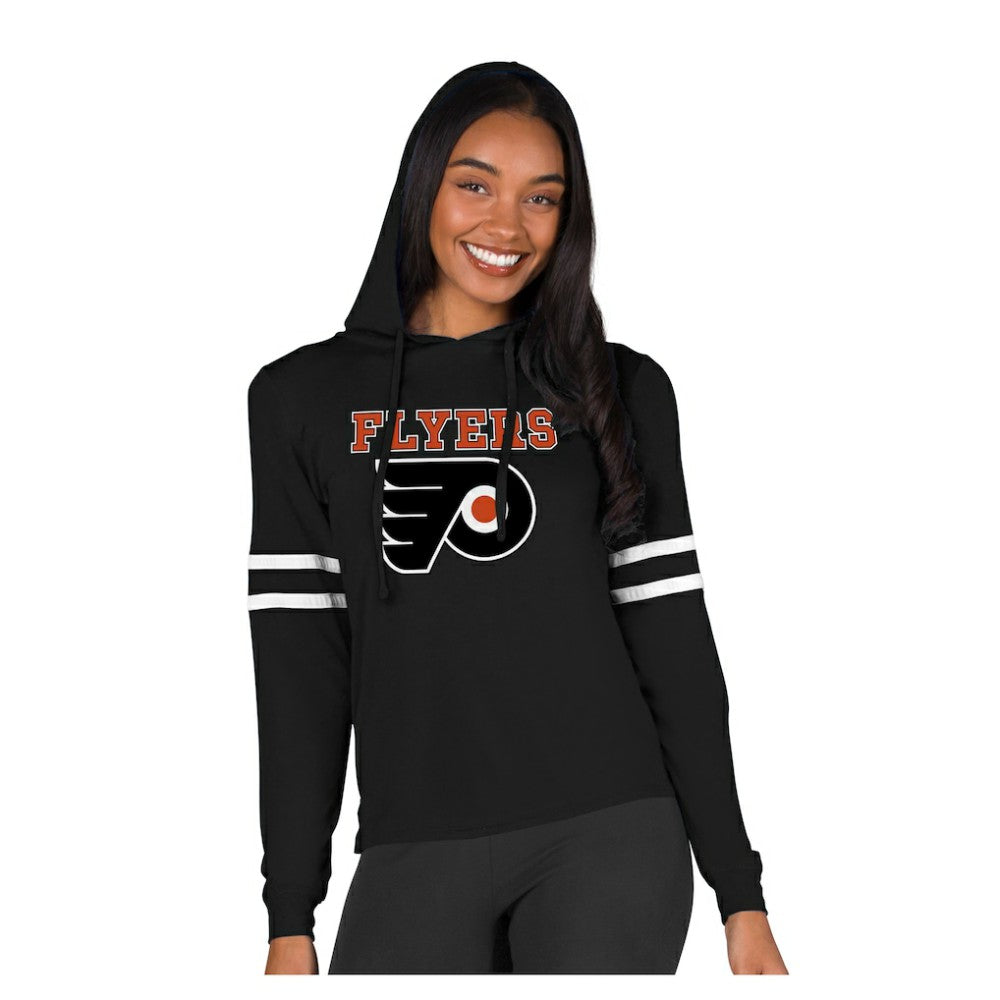 Philadelphia Flyers Concepts Sport Women's Marathon Long-Sleeve Hooded T-Shirt - Black - NHL