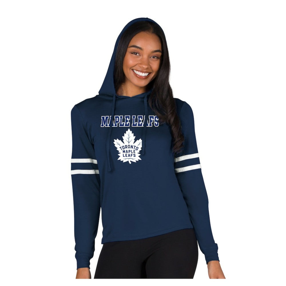 Toronto Maple Leafs Concepts Sport Women's Marathon Long-Sleeve Hooded T-Shirt - Navy - NHL