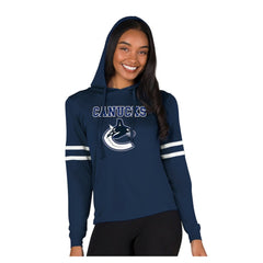 Vancouver Canucks Concepts Sport Women's Marathon Long-Sleeve Hooded T-Shirt - Navy - NHL