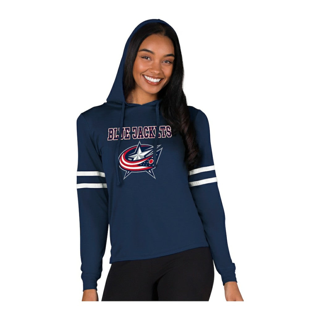Columbus Blue Jackets Concepts Sport Women's Marathon Long-Sleeve Hooded T-Shirt - Navy - NHL