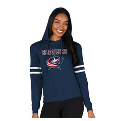 Columbus Blue Jackets Concepts Sport Women's Marathon Long-Sleeve Hooded T-Shirt - Navy - NHL