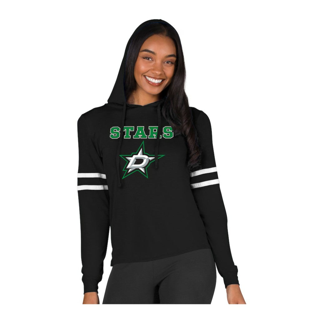 Dallas Stars Concepts Sport Women's Marathon Long-Sleeve Hooded T-Shirt - Black - NHL