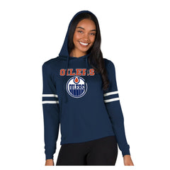 Edmonton Oilers Concepts Sport Women's Marathon Long-Sleeve Hooded T-Shirt - Navy - NHL