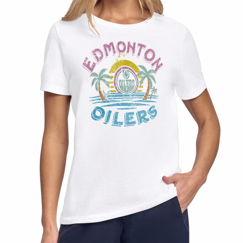 Edmonton Oilers Starter Women's Tonal Beach T-Shirt - White - NHL
