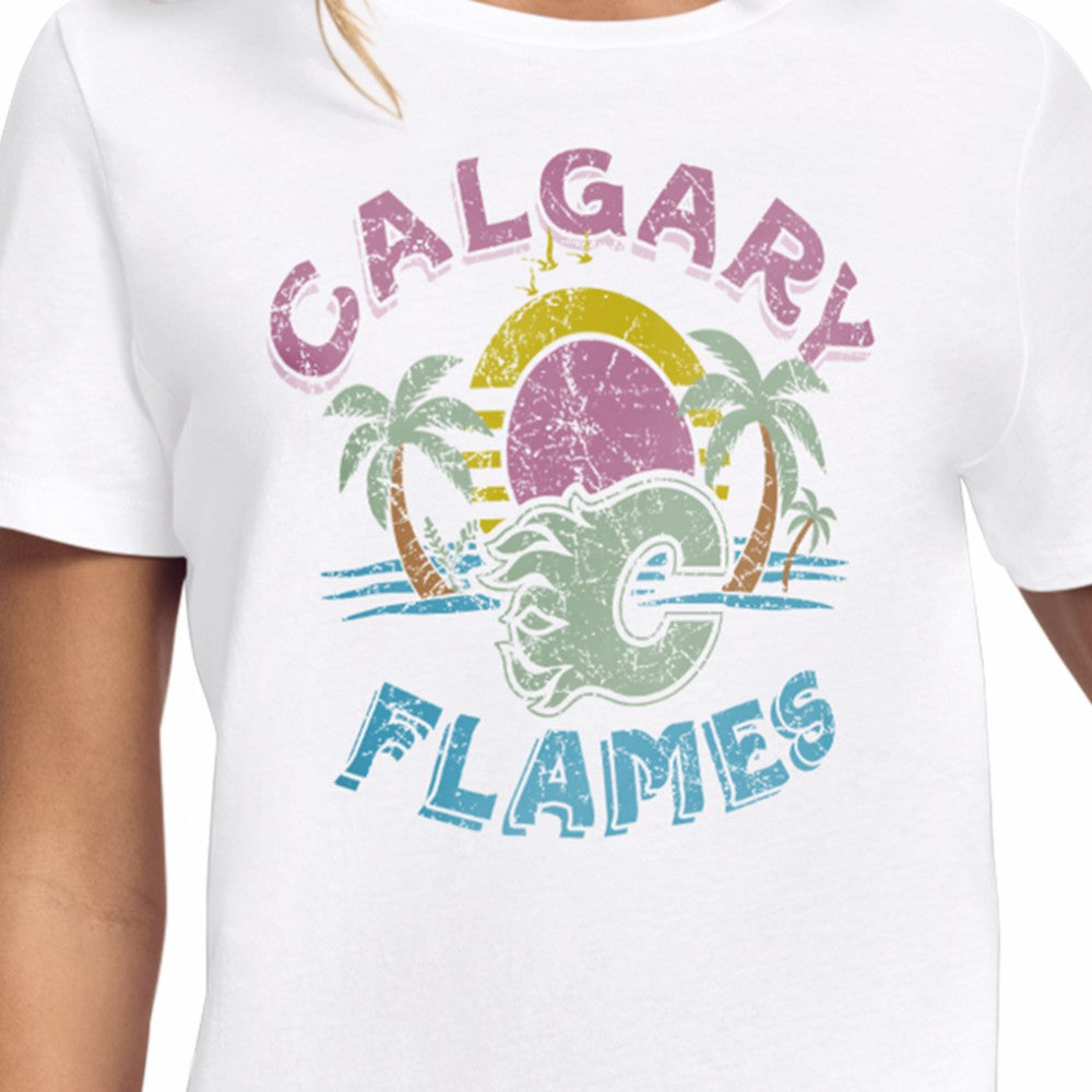 Calgary Flames Starter Women's Tonal Beach T-Shirt - White - NHL