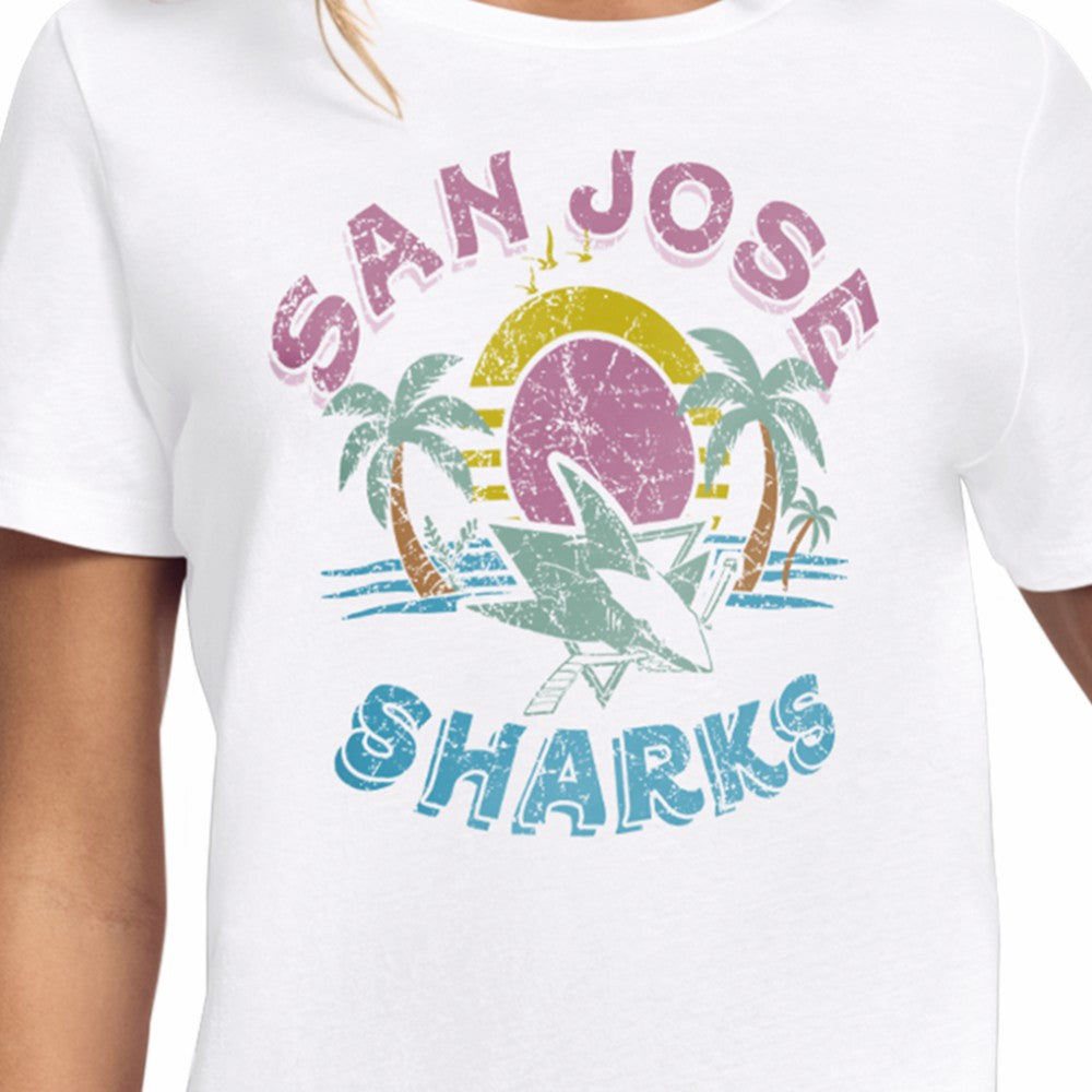 San Jose Sharks Starter Women's Tonal Beach T-Shirt - White - NHL