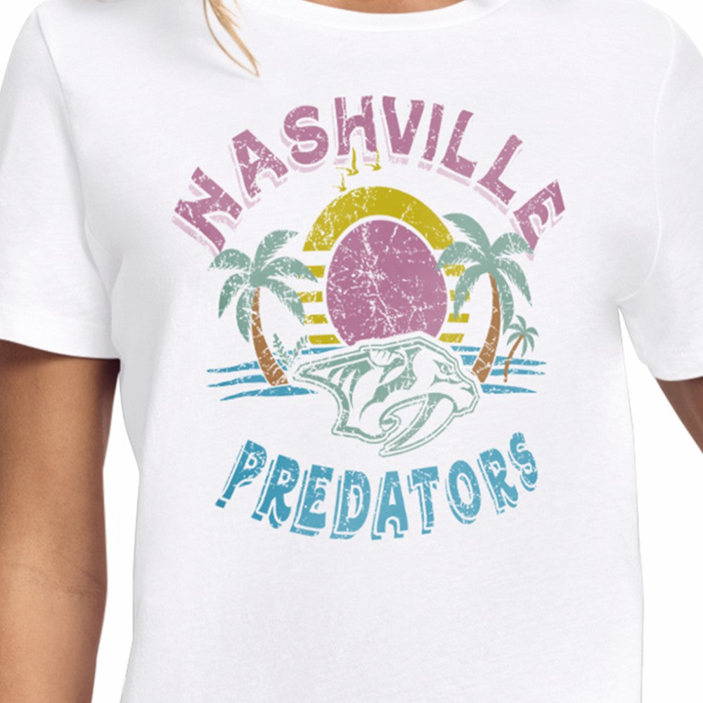 Nashville Predators Starter Women's Tonal Beach T-Shirt - White - NHL