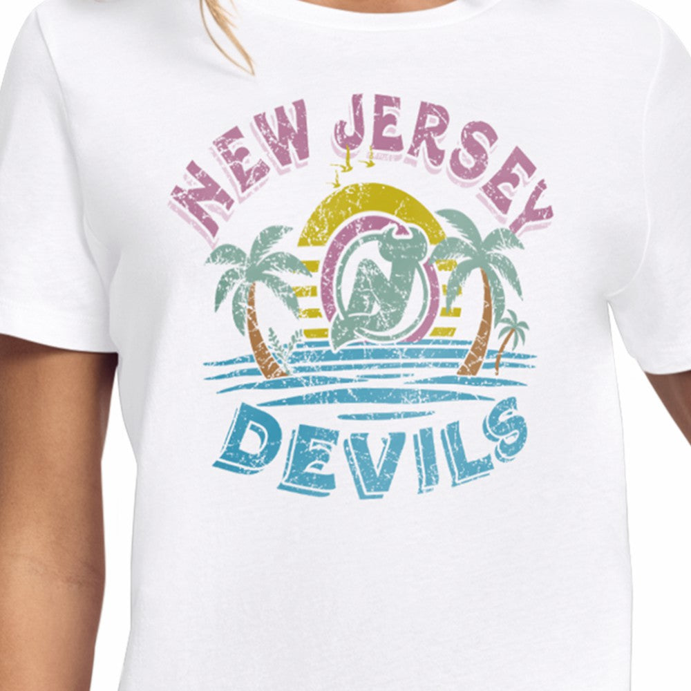 New Jersey Devils Starter Women's Tonal Beach T-Shirt - White - NHL