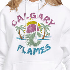 Calgary Flames Starter Women's Tonal Beach Hoodie - White - NHL
