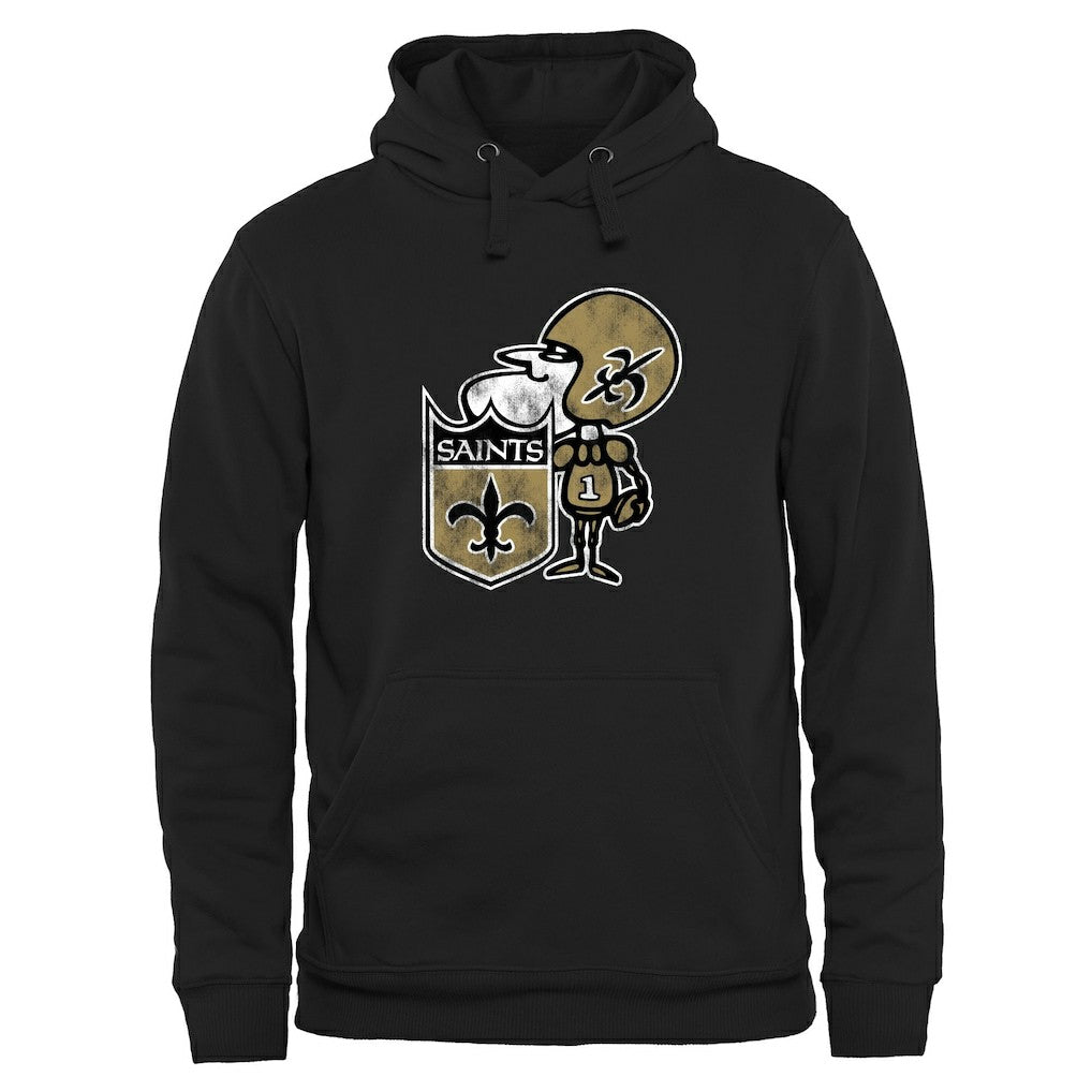 New Orleans Saints Throwback Logo Pullover Hoodie Black | NFL