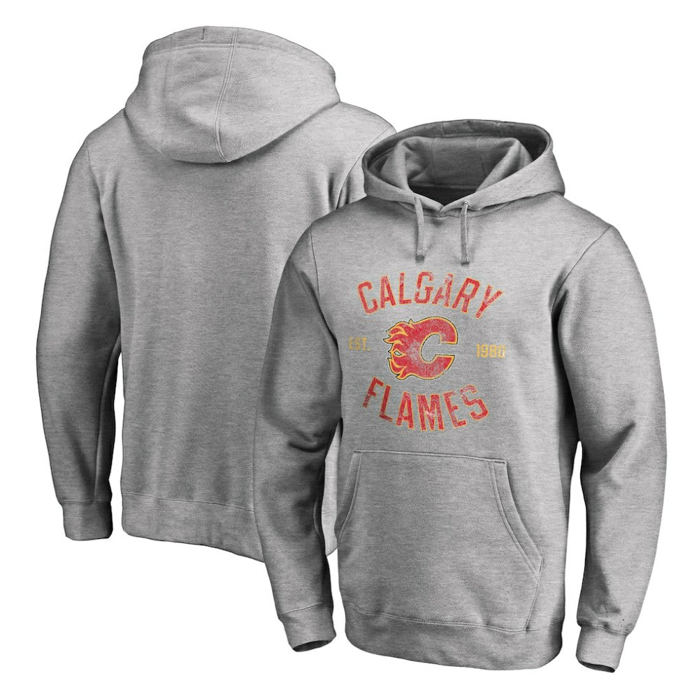 Calgary Flames Heritage Pullover Hoodie - Ash - NHL