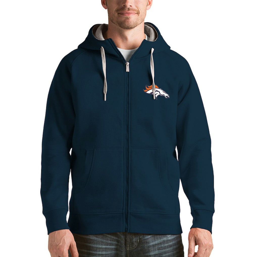 Denver Broncos Antigua Victory Full-Zip Hoodie Navy | NFL