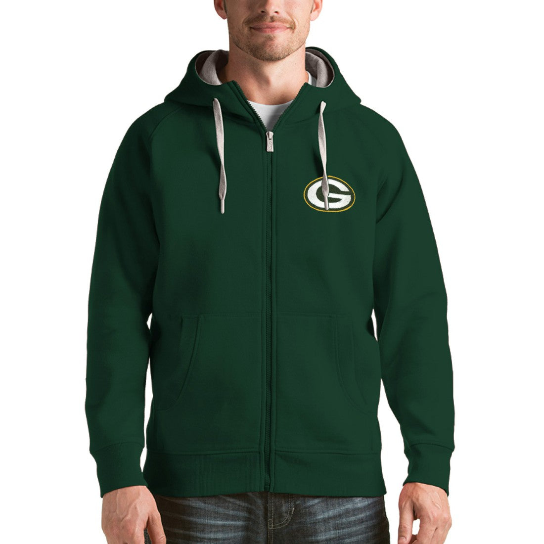 Green Bay Packers Antigua Victory Full-Zip Hoodie Green | NFL