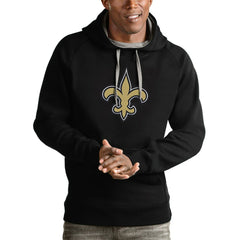 New Orleans Saints Antigua Victory Pullover Hoodie Black | NFL