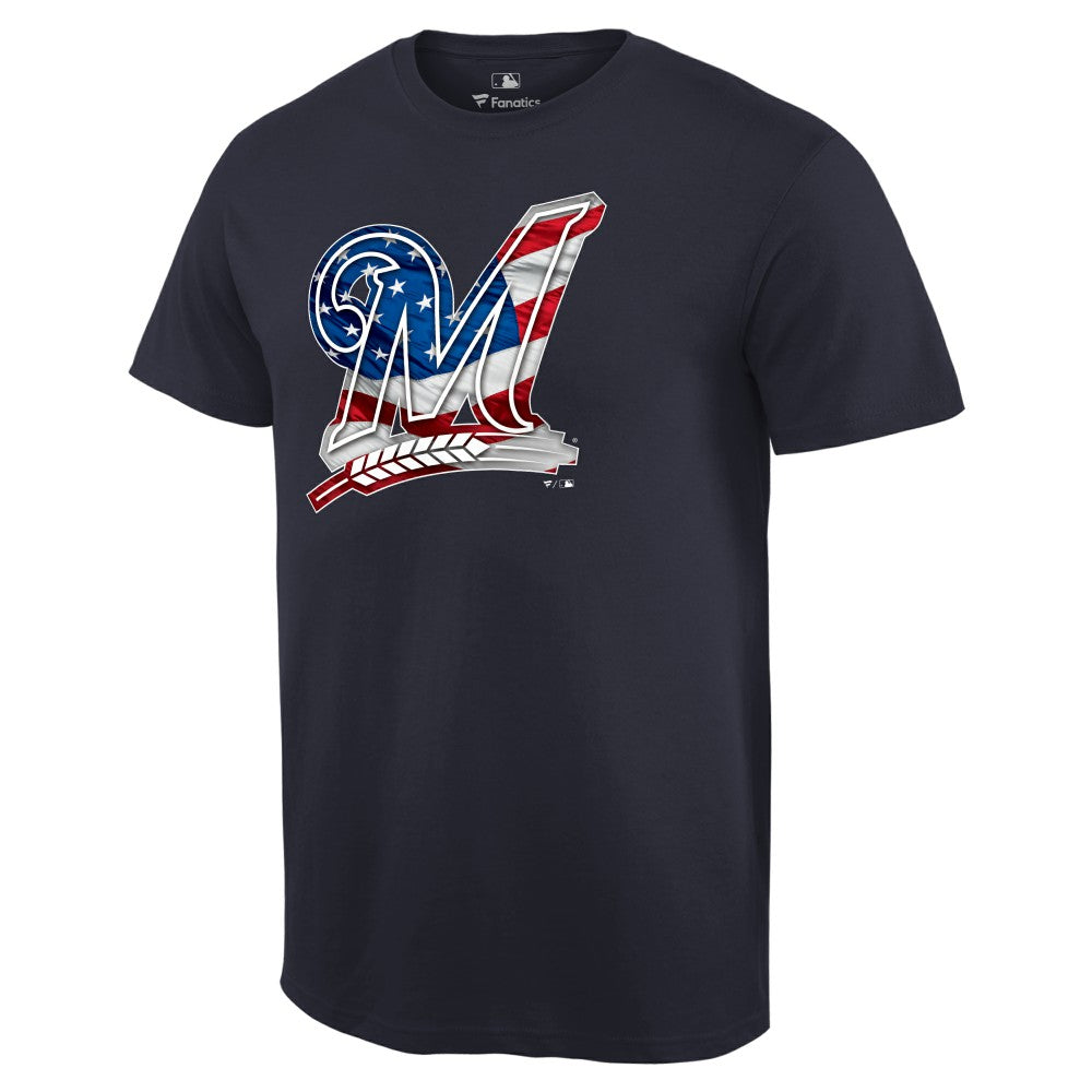 Milwaukee Brewers Memorial Day Banner Wave Logo T-Shirt - MLB
