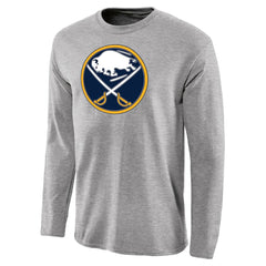 Buffalo Sabres Team Primary Logo 2 Long Sleeve T-Shirt - Ash - NHL