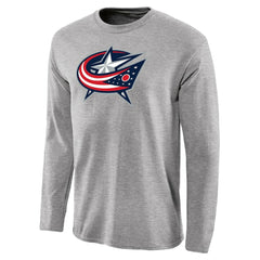 Columbus Blue Jackets Team Primary Logo Long Sleeve T-Shirt - Ash - NHL