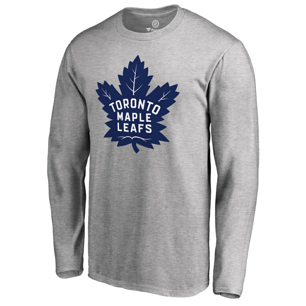 Toronto Maple Leafs Team Primary Logo 2 Long Sleeve T-Shirt - Ash - NHL