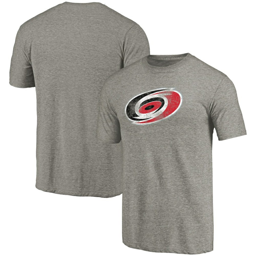 Carolina Hurricanes Distressed Team Logo Tri-Blend T-Shirt - Ash - NHL