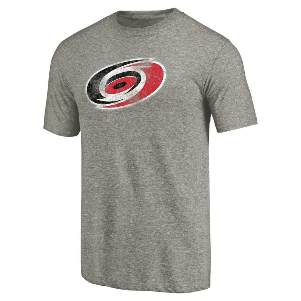 Carolina Hurricanes Distressed Team Logo Tri-Blend T-Shirt - Ash - NHL