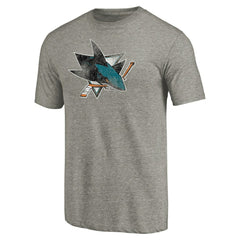 San Jose Sharks Distressed Team Logo Tri-Blend T-Shirt - Ash - NHL