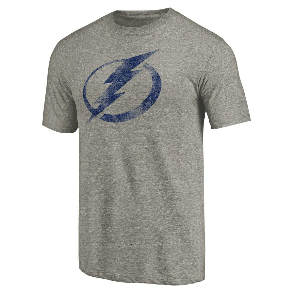 Tampa Bay Lightning Distressed Team Logo Tri-Blend T-Shirt - Ash - NHL