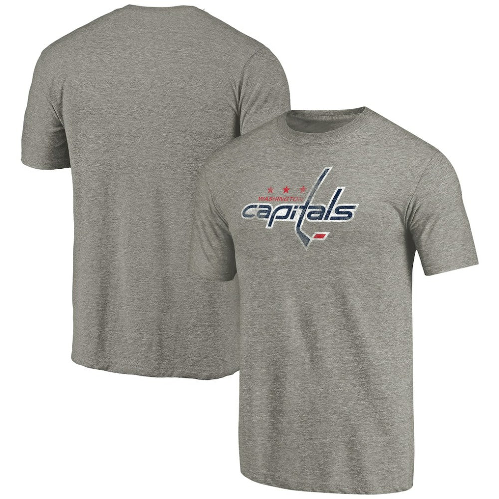 Washington Capitals Distressed Team Logo Tri-Blend T-Shirt - Ash - NHL