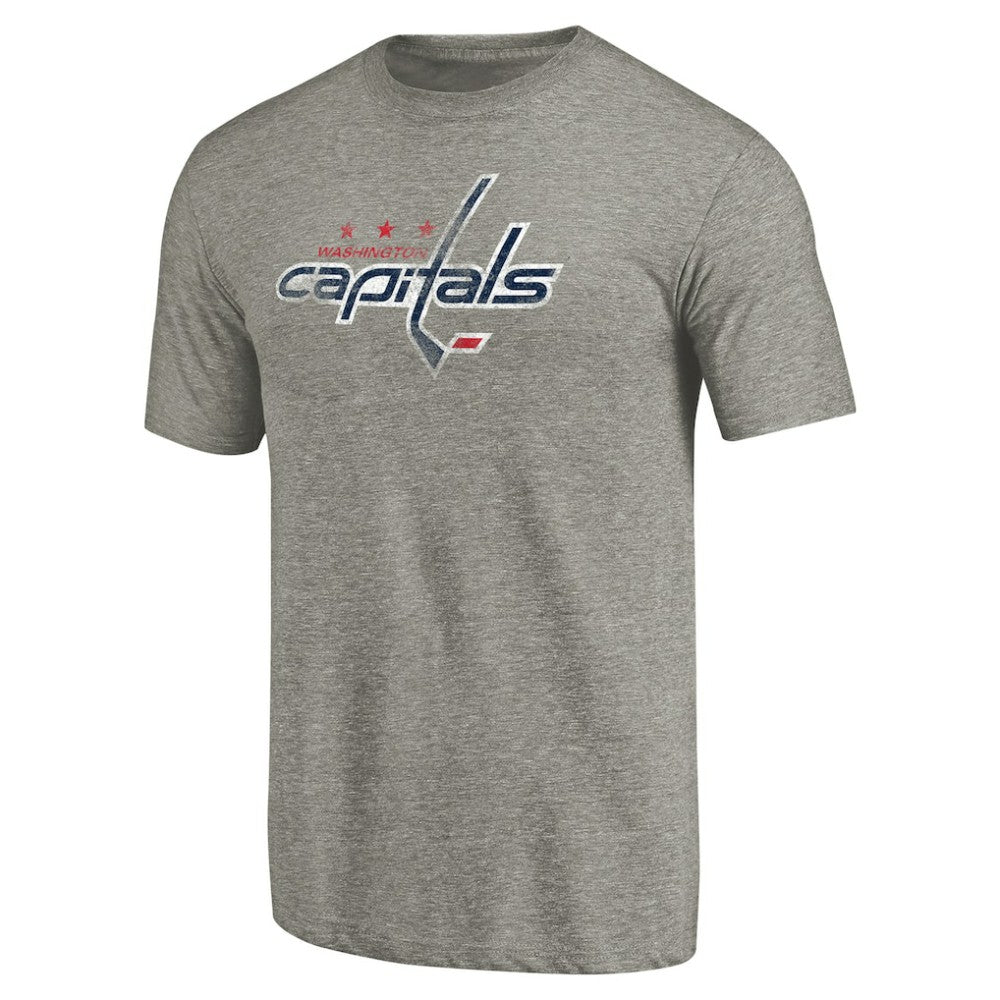 Washington Capitals Distressed Team Logo Tri-Blend T-Shirt - Ash - NHL