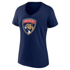 Florida Panthers Women's Primary Logo V-Neck T-Shirt - Navy - NHL