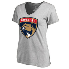Florida Panthers Women's Primary Logo V-Neck T-Shirt - Heather Gray - NHL
