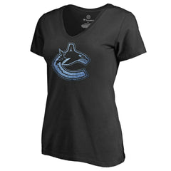 Vancouver Canucks Women's Pond Hockey T-Shirt - Black - NHL