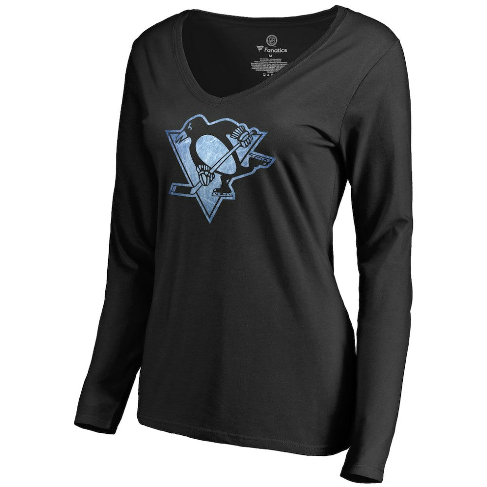 Pittsburgh Penguins Women's Pond Hockey Long Sleeve T-Shirt - Black - NHL