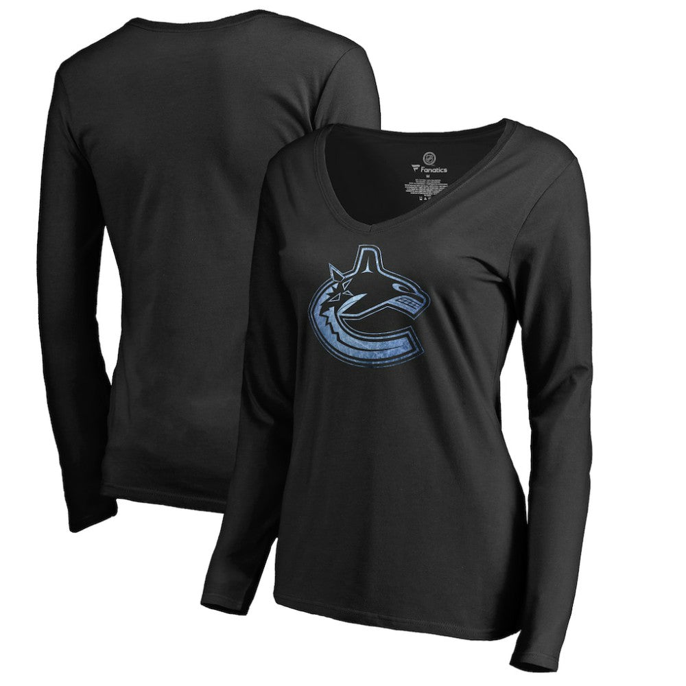 Vancouver Canucks Women's Pond Hockey Long Sleeve T-Shirt - Black - NHL