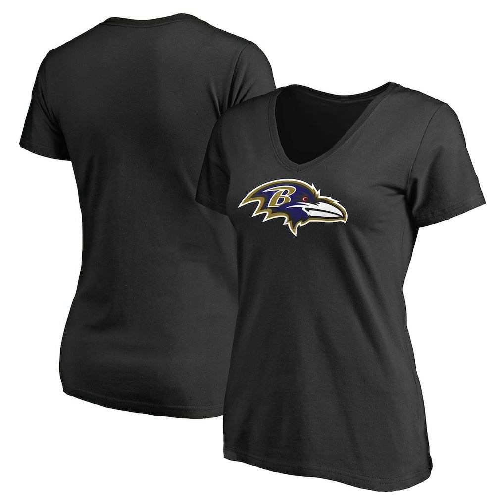 Baltimore Ravens Women's Primary Team Logo V-Neck T-Shirt Black | NFL