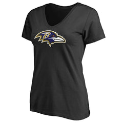 Baltimore Ravens Women's Primary Team Logo V-Neck T-Shirt Black | NFL