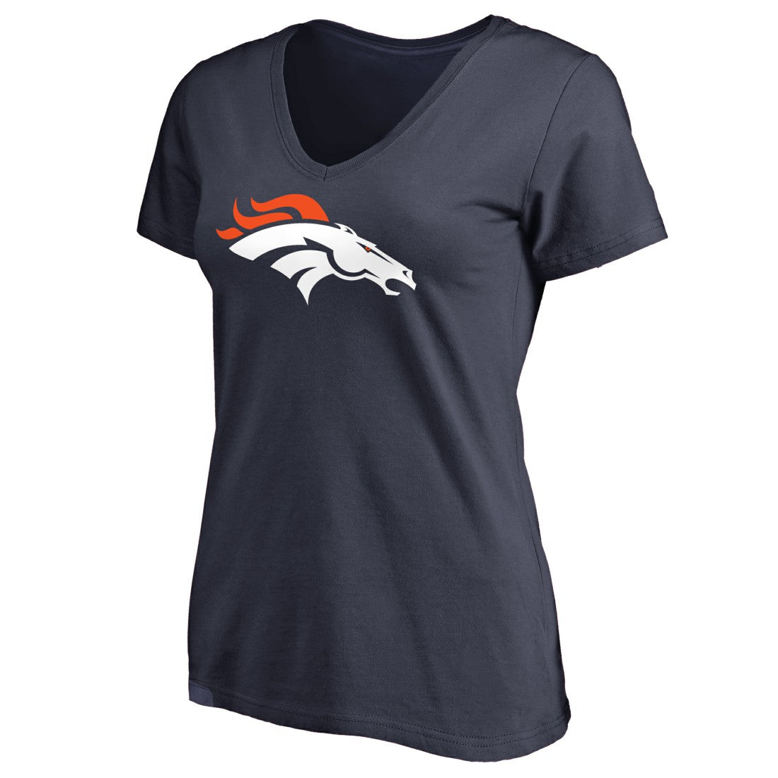 Denver Broncos Pro Line Women's Primary Team Logo 2 V-Neck T-Shirt Navy | NFL