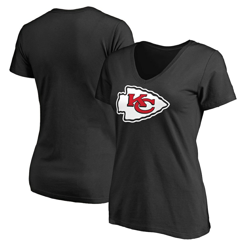 Kansas City Chiefs Women's Primary Team Logo V-Neck T-Shirt Black | NFL