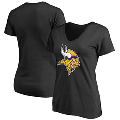 Minnesota Vikings Women's Primary Team Logo V-Neck T-Shirt Black | NFL