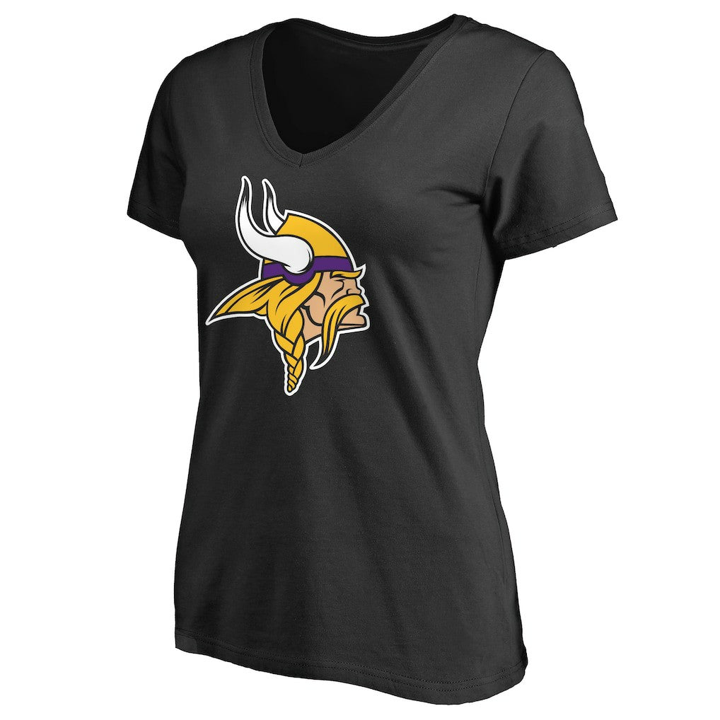 Minnesota Vikings Women's Primary Team Logo V-Neck T-Shirt Black | NFL