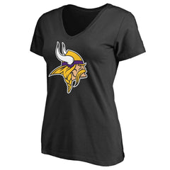 Minnesota Vikings Women's Primary Team Logo V-Neck T-Shirt Black | NFL