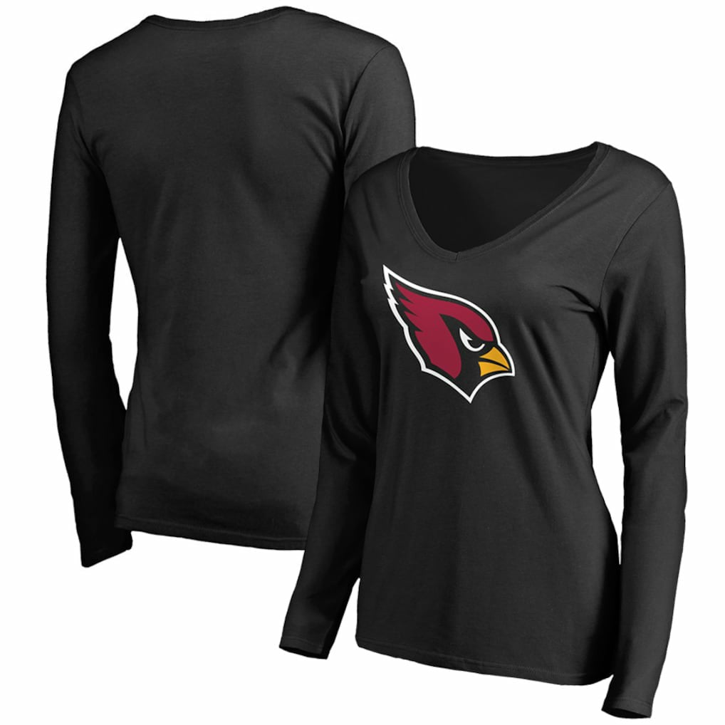 Arizona Cardinals Women's Primary Team Logo V-Neck Long Sleeve T-Shirt Black | NFL