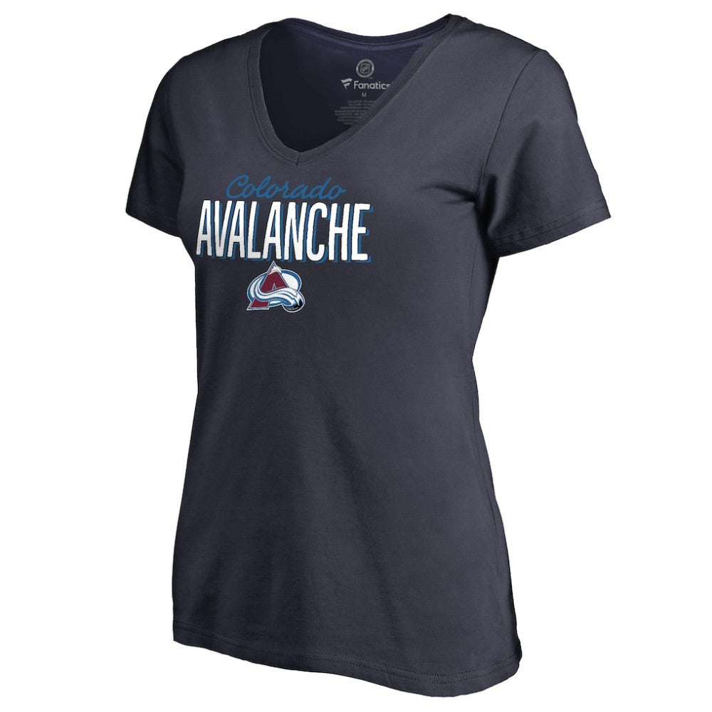 Colorado Avalanche Women's Nostalgia V-Neck T-Shirt - Navy - NHL