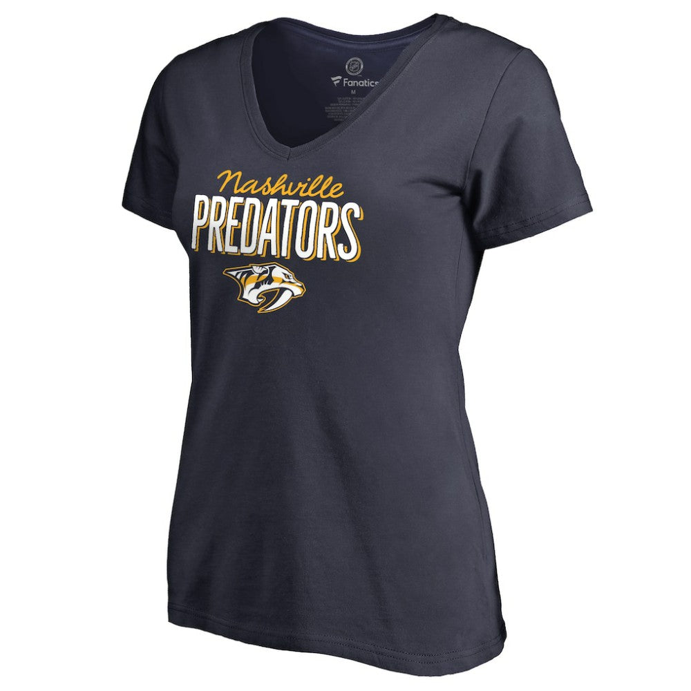 Nashville Predators Women's Nostalgia V-Neck T-Shirt - Navy - NHL