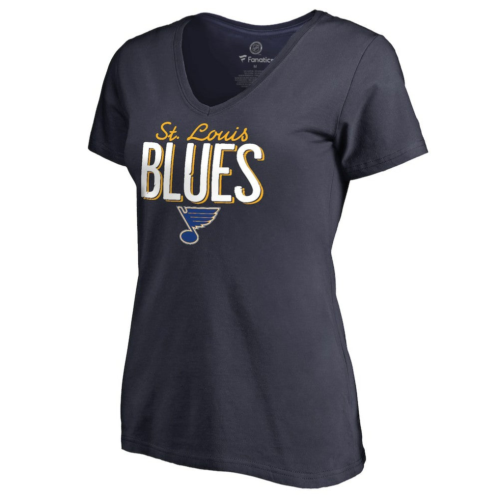 St. Louis Blues Women's Nostalgia V-Neck T-Shirt - Navy - NHL