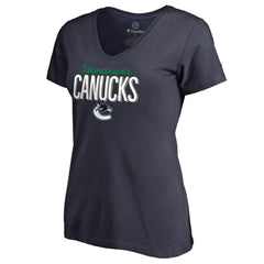 Vancouver Canucks Women's Nostalgia V-Neck T-Shirt - Navy - NHL