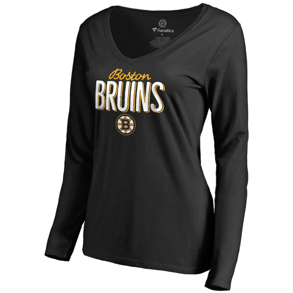 Boston Bruins Women's Nostalgia Long Sleeve T-Shirt - Black - NHL